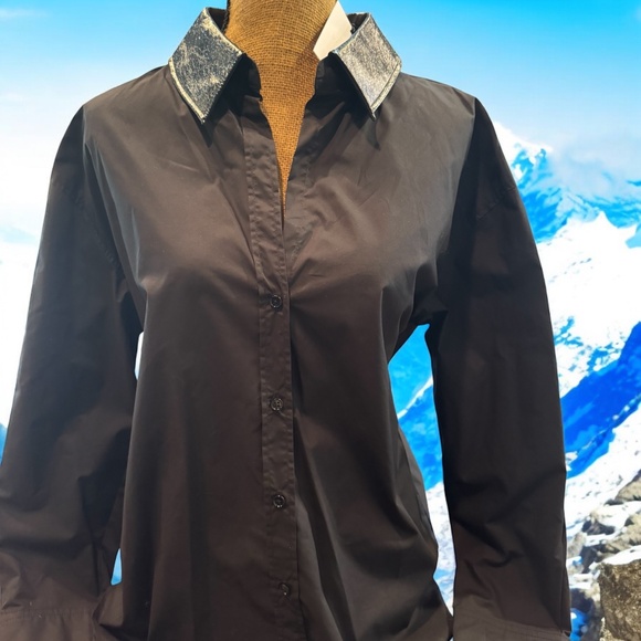 NWT Grey Lab Los Angeles, PU Collared Oversized Shirt - Picture 1 of 7